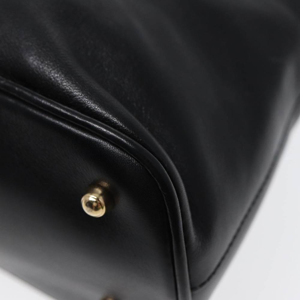 GUCCI Bamboo Hand Bag Leather Black Gold Auth ep5486 - Picture 10 of 16